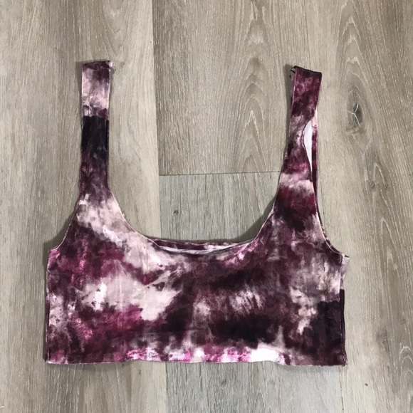 Urban Outfitters Out From Under Purple Velour Tie Dye Bralette Crop Top Medium M - Picture 1 of 4